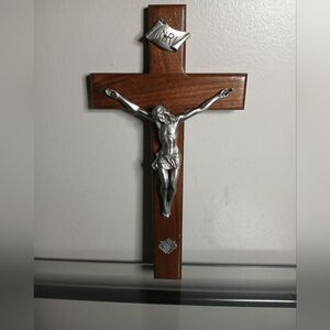 Silver and Brown Crucifix Wall Decor
